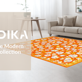 Ultra Soft Area Rug, Non Slip, Stain Resistant, Washable Area Rugs for Living Room, Bedroom, Lively Spring-Inspired Rug Art(Orange)