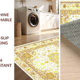 Ultra Soft Area Rug, Non Slip, Stain Resistant, Washable Area Rugs for Living Room, Bedroom, Yellow Geometric Bliss(White)