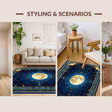 Ultra Soft Area Rug, Non Slip, Stain Resistant, Washable Area Rugs for Living Room, Bedroom, Vibrant Cosmic Medallion Aesthetic(Blue)