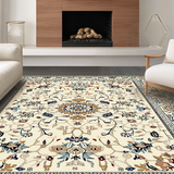Ultra Soft Area Rug, Non Slip, Stain Resistant, Washable Area Rugs for Living Room, Bedroom, Elegant Rustic Petal Arrangement(Beige)