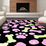 Ultra Soft Area Rug, Non Slip, Stain Resistant, Washable Area Rugs for Living Room, Bedroom, Charming Fun Dog Theme Aesthetic(Pink)