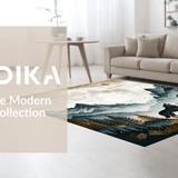 Ultra Soft Area Rug, Non Slip, Stain Resistant, Washable Area Rugs for Living Room, Bedroom, Artistic Howling Wolf Imagery(Gray)