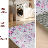 Ultra Soft Area Rug, Non Slip, Stain Resistant, Washable Area Rugs for Living Room, Bedroom, Stylish Modern Floral Fusion(Gray)