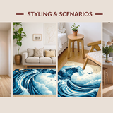 Ultra Soft Area Rug, Non Slip, Stain Resistant, Washable Area Rugs for Living Room, Bedroom, Serene Aquatic Inspired Decor(Blue)