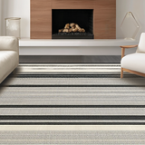 Ultra Soft Area Rug, Non Slip, Stain Resistant, Washable Area Rugs for Living Room, Bedroom, Elegant Earthy Toned Linear Motif(Gray)