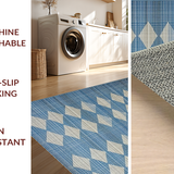 Ultra Soft Area Rug, Non Slip, Stain Resistant, Washable Area Rugs for Living Room, Bedroom, Stylish Distressed Artful Texture(Blue)