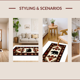 Ultra Soft Area Rug, Non Slip, Stain Resistant, Washable Area Rugs for Living Room, Bedroom, Cozy Earth Tones Bear Design(Red)