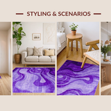 Ultra Soft Area Rug, Non Slip, Stain Resistant, Washable Area Rugs for Living Room, Bedroom, Chic Modern Pastel Fusion(Purple)