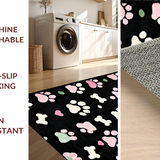 Ultra Soft Area Rug, Non Slip, Stain Resistant, Washable Area Rugs for Living Room, Bedroom, Cute Cartoonish Paw Flare(Black)