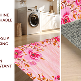 Ultra Soft Area Rug, Non Slip, Stain Resistant, Washable Area Rugs for Living Room, Bedroom, Bold Floral Art Deco Aesthetic(Pink)