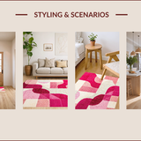 Ultra Soft Area Rug, Non Slip, Stain Resistant, Washable Area Rugs for Living Room, Bedroom, Abstract Geometric Living Room Multicolor Faded Rug(Pink)