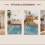 Ultra Soft Area Rug, Non Slip, Stain Resistant, Washable Area Rugs for Living Room, Bedroom, Rustic Oceanic Tiled Arrangement(Blue)