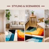 Ultra Soft Area Rug, Non Slip, Stain Resistant, Washable Area Rugs for Living Room, Bedroom, Contemporary Linear Layered Aesthetics(Yellow)