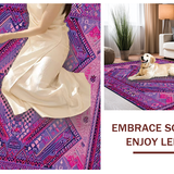 Ultra Soft Area Rug, Non Slip, Stain Resistant, Washable Area Rugs for Living Room, Bedroom, Striking Layered Symmetrical Design(Purple)