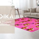 Ultra Soft Area Rug, Non Slip, Stain Resistant, Washable Area Rugs for Living Room, Bedroom, Cheerful Cartoon Animal Plush Rug(Pink)