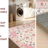 Ultra Soft Area Rug, Non Slip, Stain Resistant, Washable Area Rugs for Living Room, Bedroom, Contemporary Floral Whimsical Vibe(Ivory)