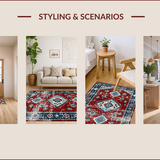 Ultra Soft Area Rug, Non Slip, Stain Resistant, Washable Area Rugs for Living Room, Bedroom, Rustic Red Medallion Design(Red)