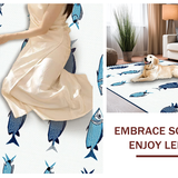 Ultra Soft Area Rug, Non Slip, Stain Resistant, Washable Area Rugs for Living Room, Bedroom, Coastal Whimsical Fish Motif(Blue)