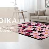 Ultra Soft Area Rug, Non Slip, Stain Resistant, Washable Area Rugs for Living Room, Bedroom, Minimalist Black and Pink Palette(Pink)