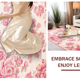 Ultra Soft Area Rug, Non Slip, Stain Resistant, Washable Area Rugs for Living Room, Bedroom, Chic Traditional Botanical Motif(Pink)