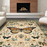 Ultra Soft Area Rug, Non Slip, Stain Resistant, Washable Area Rugs for Living Room, Bedroom, Modern Artistic Insect Arrangement(Beige)