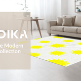 Ultra Soft Area Rug, Non Slip, Stain Resistant, Washable Area Rugs for Living Room, Bedroom, Playful Gray Yellow Whimsy(Yellow)