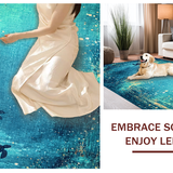 Ultra Soft Area Rug, Non Slip, Stain Resistant, Washable Area Rugs for Living Room, Bedroom, Deep Blue Sea Smooth Surface Rug With Majestic Turtle And Ocean Current(Blue)