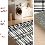Ultra Soft Area Rug, Non Slip, Stain Resistant, Washable Area Rugs for Living Room, Bedroom, Indoor Outdoor Rug Black White Striped Braided Washable Area Rug(Black)
