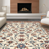 Ultra Soft Area Rug, Non Slip, Stain Resistant, Washable Area Rugs for Living Room, Bedroom, Classic Elegant Floral Harmony(Ivory)