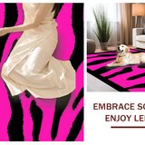 Ultra Soft Area Rug, Non Slip, Stain Resistant, Washable Area Rugs for Living Room, Bedroom, Whimsical Funky Print Arrangement(Pink)