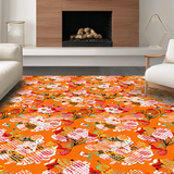 Ultra Soft Area Rug, Non Slip, Stain Resistant, Washable Area Rugs for Living Room, Bedroom, Dynamic Multicolor Geometric Style(Orange)