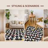 Ultra Soft Area Rug, Non Slip, Stain Resistant, Washable Area Rugs for Living Room, Bedroom, Chic Geometric Harlequin Aesthetic(Black)