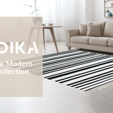 Ultra Soft Area Rug, Non Slip, Stain Resistant, Washable Area Rugs for Living Room, Bedroom, Minimalist Monochrome Linear Pattern Rug with Bold Black and White Stripes(Black)