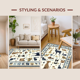 Ultra Soft Area Rug, Non Slip, Stain Resistant, Washable Area Rugs for Living Room, Bedroom, Elegant Pastel Wildlife Theme(White)