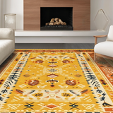 Ultra Soft Area Rug, Non Slip, Stain Resistant, Washable Area Rugs for Living Room, Bedroom, Artisanal Crochet Insert Feature(Yellow)