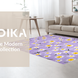 Ultra Soft Area Rug, Non Slip, Stain Resistant, Washable Area Rugs for Living Room, Bedroom, Vibrant Cheerful Floral Aesthetic(Purple)