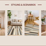 Ultra Soft Area Rug, Non Slip, Stain Resistant, Washable Area Rugs for Living Room, Bedroom, Modern Chic Linear Arrangement(Beige)