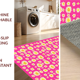 Ultra Soft Area Rug, Non Slip, Stain Resistant, Washable Area Rugs for Living Room, Bedroom, Lively Springtime Botanical Touch(Pink)