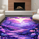 Ultra Soft Area Rug, Non Slip, Stain Resistant, Washable Area Rugs for Living Room, Bedroom, Radiant Floral Fantasy Aesthetic(Purple)