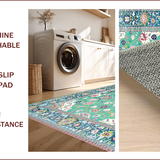 Ultra Soft Area Rug, Non Slip, Stain Resistant, Washable Area Rugs for Living Room, Bedroom, Vintage Floral Pastel Elegance(Blue)