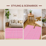 Ultra Soft Area Rug, Non Slip, Stain Resistant, Washable Area Rugs for Living Room, Bedroom, Rustic Minimalist Ogee Print(Pink)