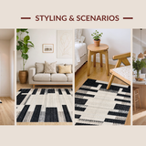 Ultra Soft Area Rug, Non Slip, Stain Resistant, Washable Area Rugs for Living Room, Bedroom, Sophisticated Neutral Contrast Design(Gray)