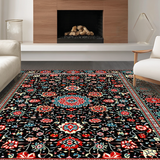 Ultra Soft Area Rug, Non Slip, Stain Resistant, Washable Area Rugs for Living Room, Bedroom, Modern Abstract Geometric Aesthetic(Black)