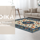 Ultra Soft Area Rug, Non Slip, Stain Resistant, Washable Area Rugs for Living Room, Bedroom, Elegant Textured Floral Composition(Blue)
