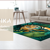 Ultra Soft Area Rug, Non Slip, Stain Resistant, Washable Area Rugs for Living Room, Bedroom, Elegant Green Floral Ethnic Style(Orange)