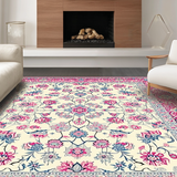 Ultra Soft Area Rug, Non Slip, Stain Resistant, Washable Area Rugs for Living Room, Bedroom, Transitional Vibrant Flower Design(Ivory)
