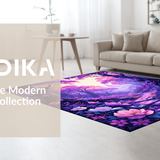 Ultra Soft Area Rug, Non Slip, Stain Resistant, Washable Area Rugs for Living Room, Bedroom, Radiant Floral Fantasy Aesthetic(Purple)