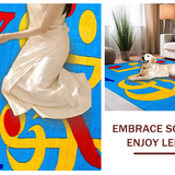 Ultra Soft Area Rug, Non Slip, Stain Resistant, Washable Area Rugs for Living Room, Bedroom, Playful Rhythm Inspired Aesthetic(Blue)