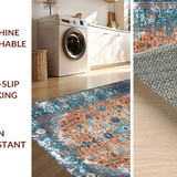 Ultra Soft Area Rug, Non Slip, Stain Resistant, Washable Area Rugs for Living Room, Bedroom, Sophisticated Rust Ogee Pattern(Orange)