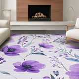 Ultra Soft Area Rug, Non Slip, Stain Resistant, Washable Area Rugs for Living Room, Bedroom, Delicate Botanical Harmony Scheme(Purple)